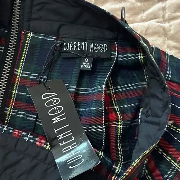 Dolls kill Current Mood Red and Blue Plaid A-Linepleated, small new with tags - Picture 4 of 7